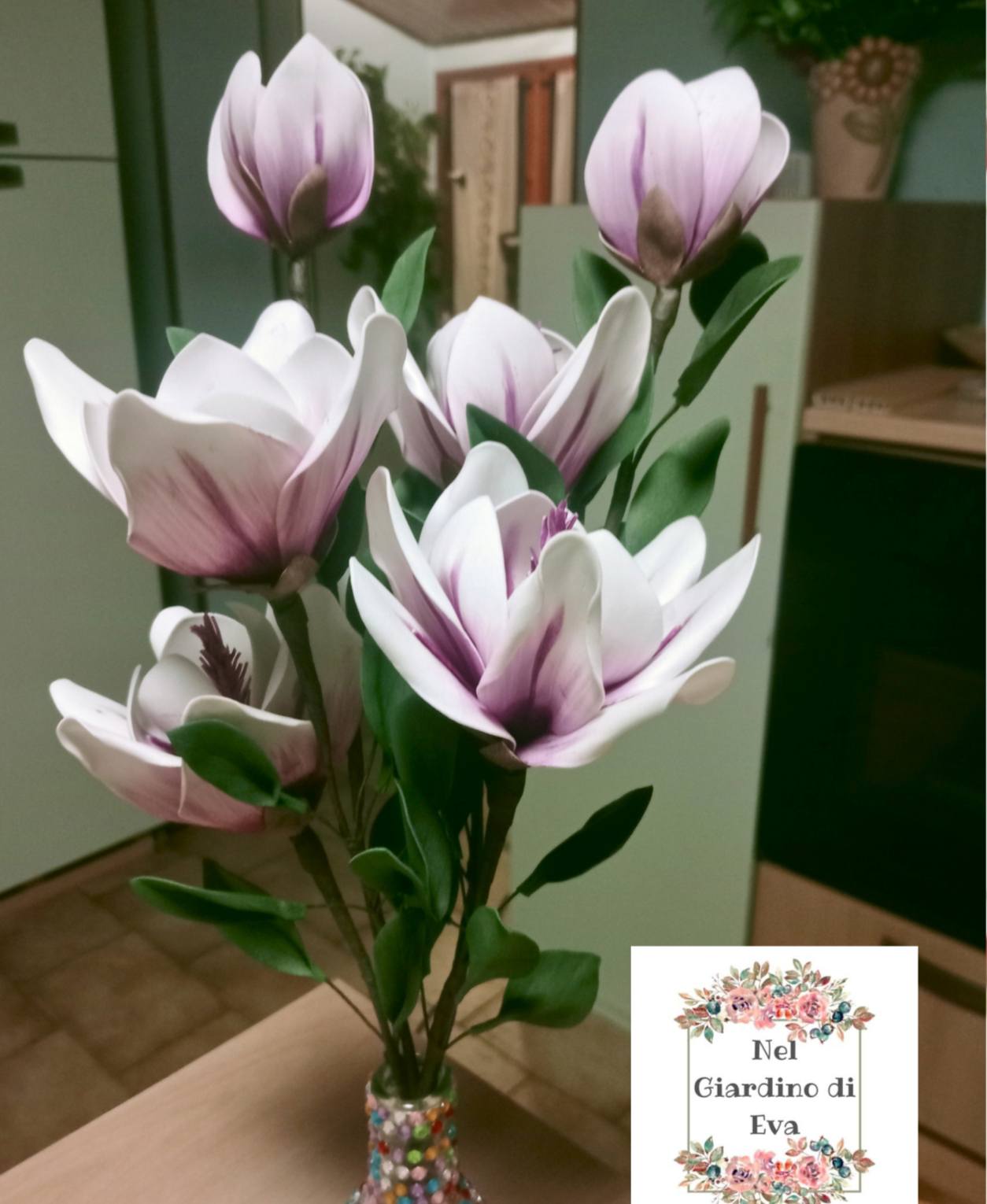 Rami di Magnolia fiori in gomma eva