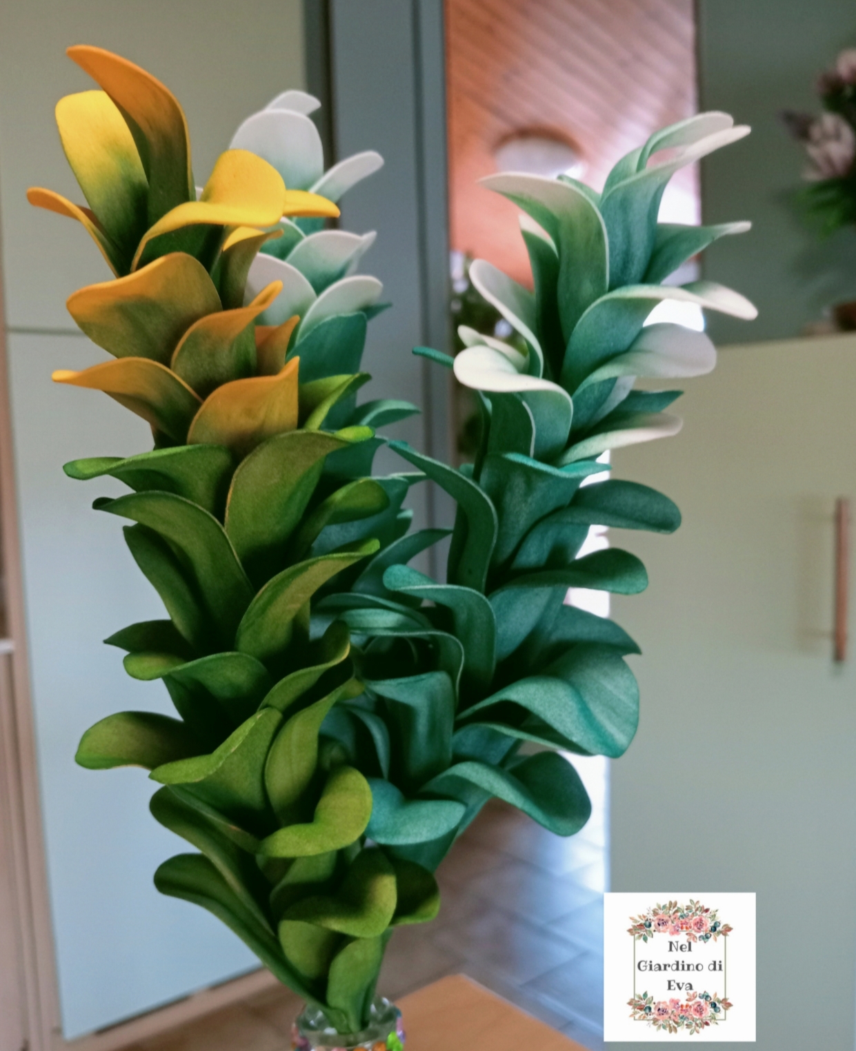 ramo di foglie decorativo in gomma eva